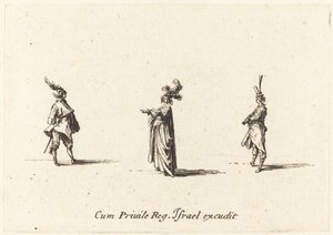Dama con Sombrero de Plumas y Dos Caballeros