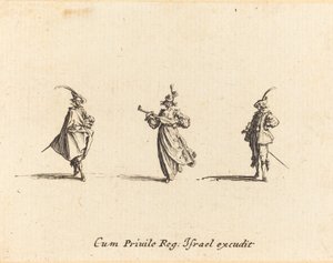 Dama con instrumento de cuerda y dos caballeros de Jacques Callot