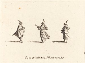 Dama con instrumento de cuerda y dos caballeros de Jacques Callot