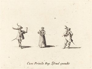 Dama con Botella de Vino y Dos Caballeros
