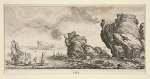 Le combat naval (Batalla naval), de Paisajes para Giovanni de Medici de Jacques Callot