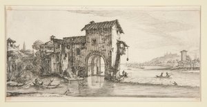 Le moulin a eau (El molino sobre el agua), de Paisajes para Giovanni de Medici de Jacques Callot