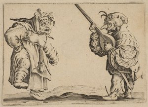 Los Bailarines con un Laúd, de la serie Les Caprices B, El Conjunto de Nancy, 1617-20 de Jacques Callot