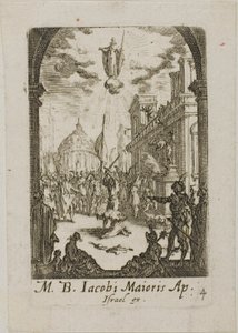 Martirio de Santiago el Mayor, lámina cuatro de Los martirios de los Apóstoles de Jacques Callot