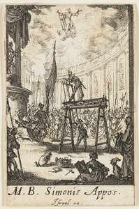 Martirio de San Simón, lámina diez de Los martirios de los Apóstoles de Jacques Callot