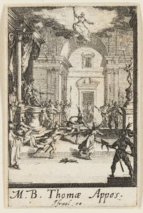 Martirio de Santo Tomás, lámina seis de Los martirios de los Apóstoles de Jacques Callot