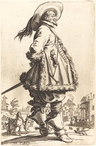 Noble con manto adornado con piel, con las manos detrás de la espalda de Jacques Callot