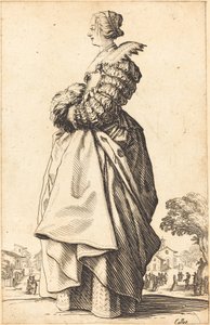 Mujer Noble en Perfil con las Manos en un Manguito de Jacques Callot