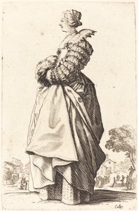 Mujer Noble de Perfil con las Manos en un Manguito de Jacques Callot