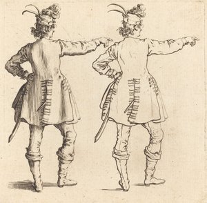 Oficial con plumas en el sombrero, visto desde atrás de Jacques Callot