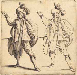 Oficial con gran pluma, vista frontal de Jacques Callot