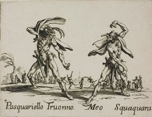 Pasquariello Truonno - Meo Squaquara, placa 20 de Balli di Sfessania de Jacques Callot