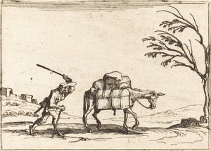 Campesino azotando a su burro de Jacques Callot