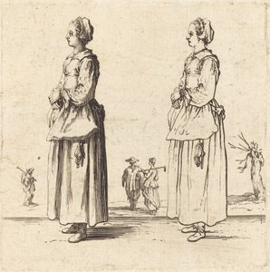 Mujer campesina, de perfil, mirando a la izquierda de Jacques Callot