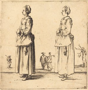 Mujer campesina, de perfil, mirando a la izquierda de Jacques Callot