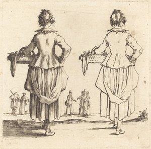 Campesina con cesta, vista desde atrás de Jacques Callot