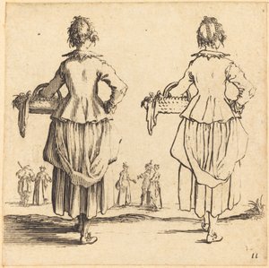 Campesina con cesta, vista desde atrás de Jacques Callot