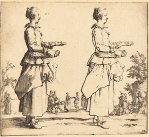 Mujer campesina con cesta, de perfil, mirando a la derecha, 1617 y 1621