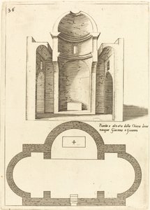 Plano y elevación de la iglesia de los Santos Santiago y Juan de Jacques Callot