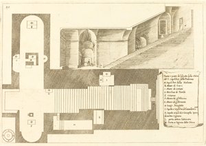 Plano y Parte de la Elevación de la Iglesia del Santo Sepulcro de la Madonna