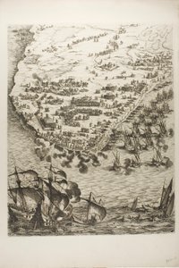 Placa Cuatro de La Siège de la Rochelle de Jacques Callot