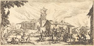 Devastación y quema de un pueblo, c. 1633 de Jacques Callot