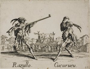 Razullo - Cucurucu, placa 19 de Balli di Sfessania de Jacques Callot