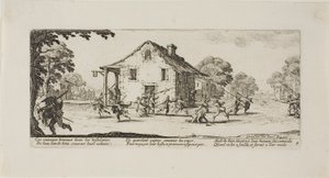 Escena de saqueo, lámina cuatro de Las miserias de la guerra de Jacques Callot
