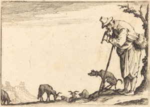 Pastor tocando la flauta de Jacques Callot