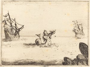 Sirena entre dos barcos de Jacques Callot