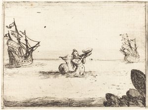 Sirena entre dos barcos de Jacques Callot