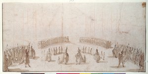 Boceto para la puesta en escena de grupos de figuras en 