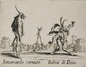 Smaraolo cornuto - Ratsa di Boio, lámina 4 de Balli di Sfessania de Jacques Callot