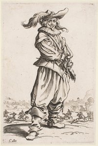 Soldado con sombrero de plumas, de la serie “La nobleza de Lorena” de Jacques Callot