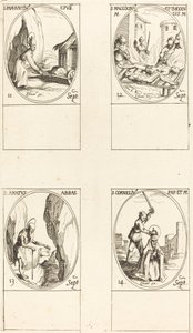 San Pafnucio; Santos Macedonio y Teódulo; San Amato; San Cornelio de Jacques Callot