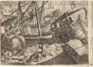 Tormenta en la Costa de Barcelona [recto] de Jacques Callot