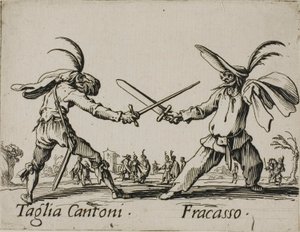 Taglia Cantoni - Fracasso, lámina 24 de Balli di Sfessania de Jacques Callot