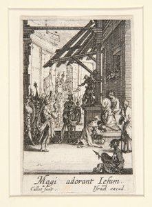La Adoración de los Reyes Magos, n. 8 de La vida de la Virgen de Jacques Callot