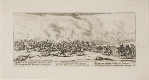 La batalla, lámina tres de Las miserias de la guerra de Jacques Callot