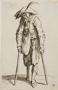 El mendigo con la pierna de madera, lámina catorce de Los Mendigos de Jacques Callot