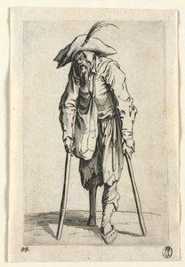 Los Mendigos: Mendigo con pierna de madera, c. 1623 de Jacques Callot