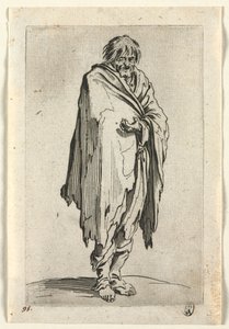 Los mendigos: mendigo sin sombrero ni zapatos, c. 1623 de Jacques Callot