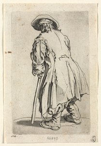 Los mendigos: vieja mendiga en una sola muleta de Jacques Callot