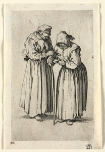 Los mendigos: Dos mujeres mendigas, c. 1623 de Jacques Callot