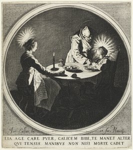 La Bendición Le Bénédicité también conocido como La Sagrada Familia en la Mesa, 1628 de Jacques Callot