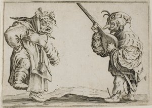 Los bailarines con el laúd, de Los Caprichos de Jacques Callot