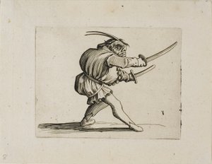 El duelista con dos espadas, de Varie Figure Gobbi de Jacques Callot