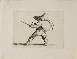 El duelista con una espada y un puñal, de Varie Figure Gobbi de Jacques Callot