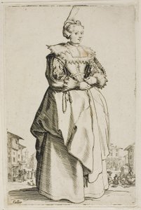 La dama de la gorrita levantada, plato uno de La Noblesse de Jacques Callot