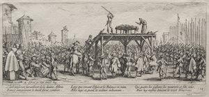 Las grandes miserias de la guerra: ejecución en la rueda, 1633 de Jacques Callot